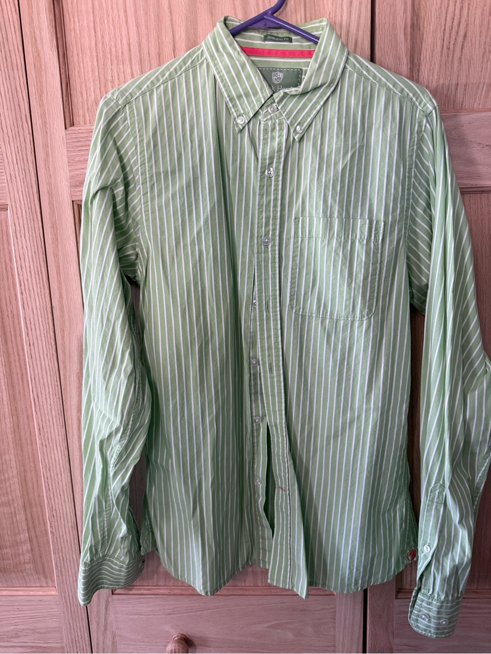 Duck Head Green and White Striped Button-Down Shirt
